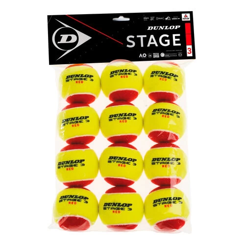 Dunlop Mini Tennis Stage 3 Red 12 Pack 3 Dunlop Mini Tennis Stage 3 Red 12 Pack